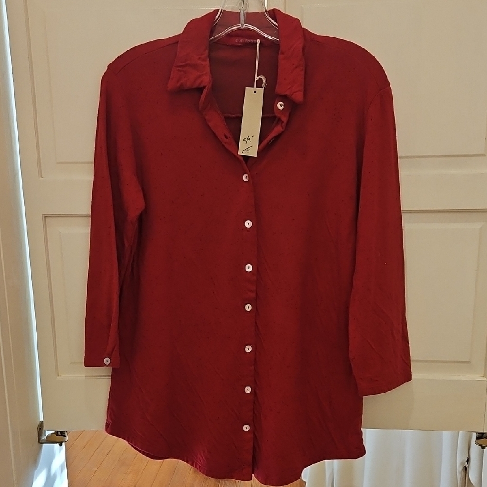 Cut Loose Women's Scarlet Button-Down knit Shirt